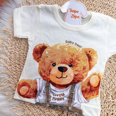 Conj. Camiseta Baby Bear e Bermuda - Off White 